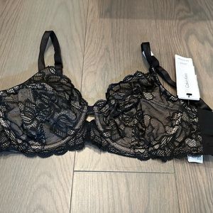 NEW Calvin Klein 34D black lace underwire bra